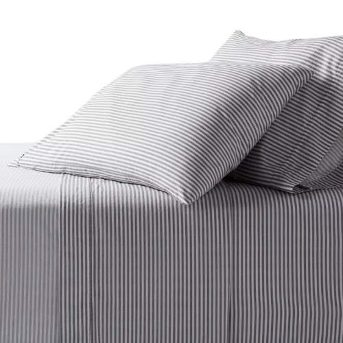 Target King Organic Percale Sheet Set Khaki/White Stripe - Threshold