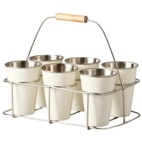 Target Metal and Rubberwood Caddy Sour Cream - Hearth & Hand