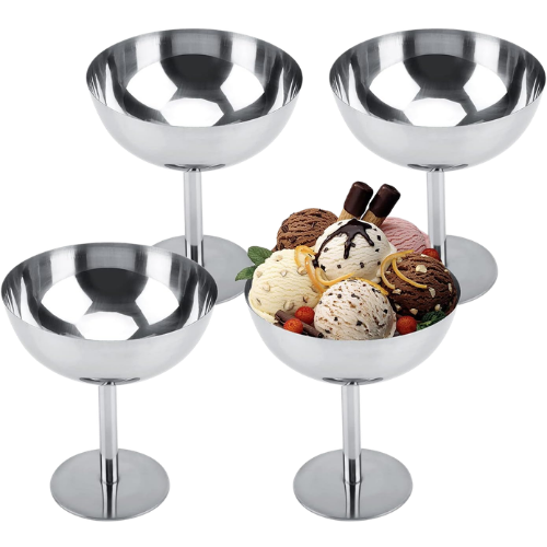 SIlver Stemmed Ice Cream Bowls Compote Amazon