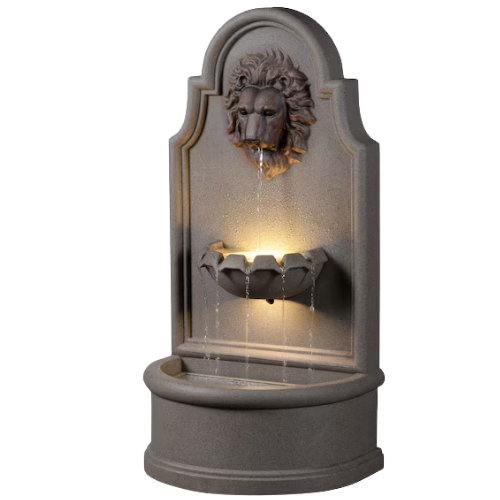 allen + roth 40-in H Plastic Electric Powered Wall Outdoor Fountain Lion Lowe's