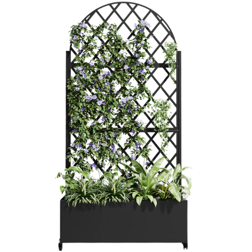 Arch Metal Planter Box with Trellis with Wheels wayfair