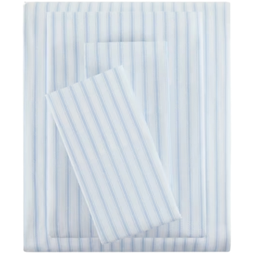 Mainstays 3-Piece 300 Thread Count Blue Stripe Cotton Blend Stripe Sheet Set Walmart
