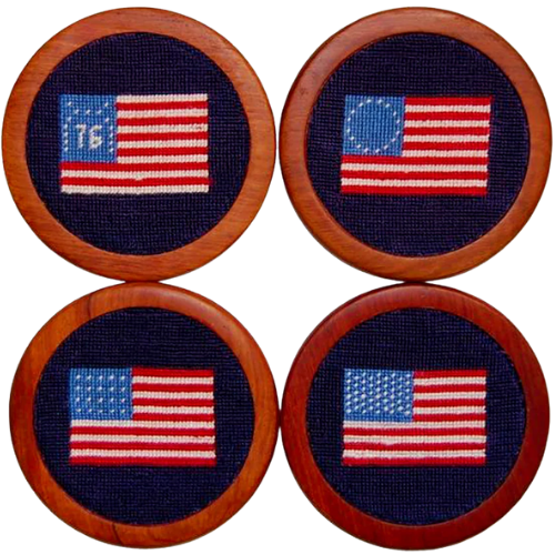 Tuckernuck (US) American Flag Needlepoint Coaster Set
