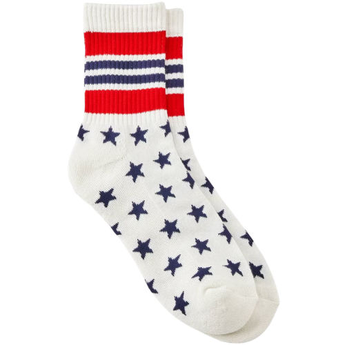 Target Women's Ribbed Cushioned Preppy Stars Mid Crew Socks