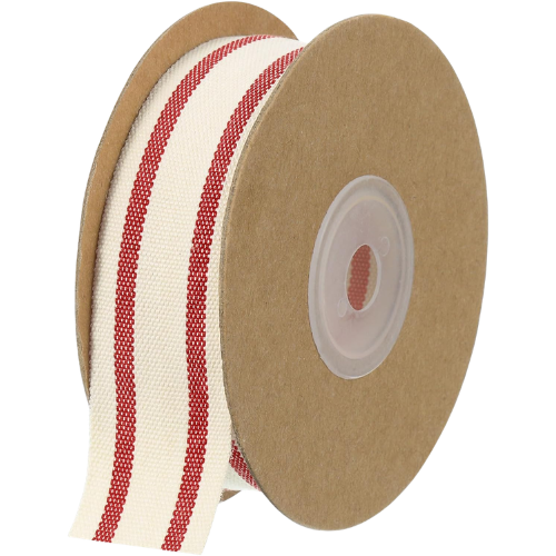 Natural Cotton Stripes Ribbon, 1 Inch red