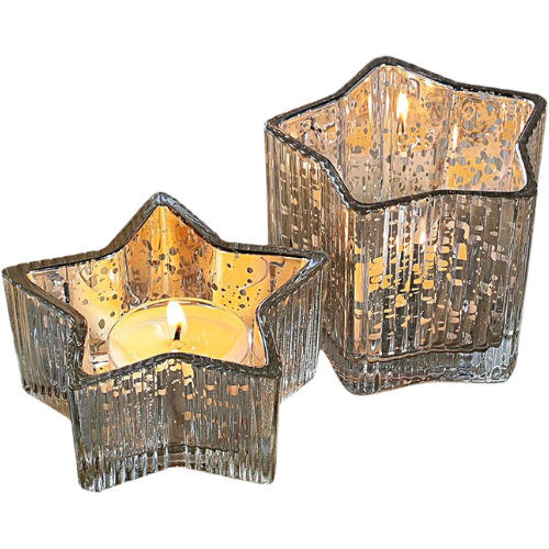 Silver Ribbed Star Candle Cups votive tealight