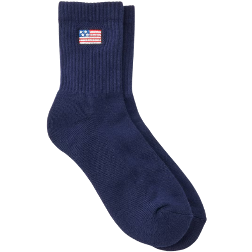 Target Women's Ribbed Cushioned Embroidered Flag Mid Crew Socks