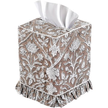 Taupe Block Print Ruffle Tissue Box Amazon