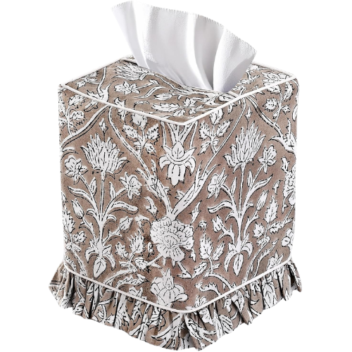 Taupe Block Print Ruffle Tissue Box Amazon