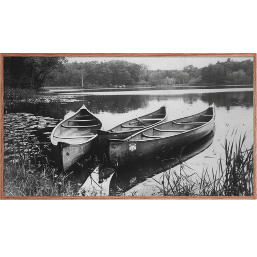 Samsung Frame TV Art: Black and White Canoes on Lake etsy