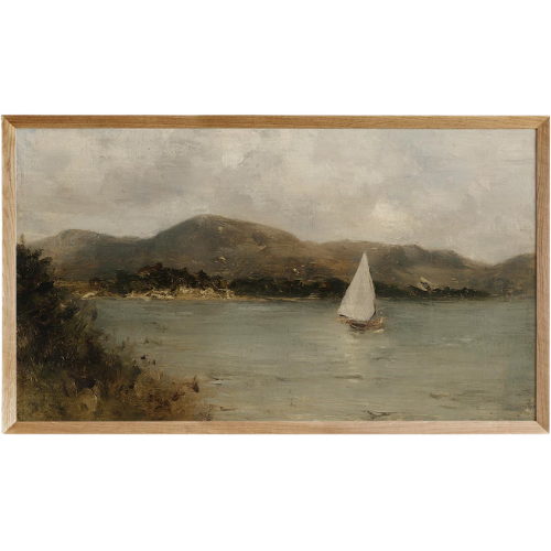 Rustic Lake Landscape Frame TV Art, Sailboat etsy