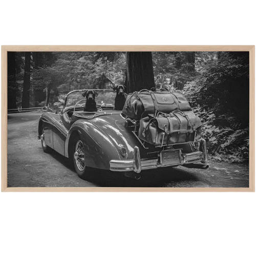 Samsung Frame TV Art Black Lab Dog | Vintage Car etsy