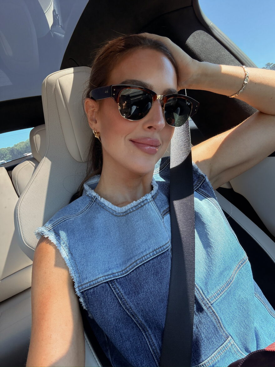 Julia in Car with Denim Shirt