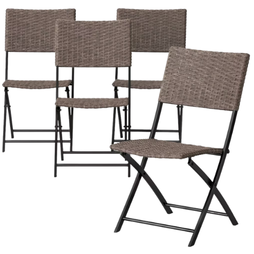 4pc Wicker Patio Dining Folding Chairs Brown - Room Essentials Target
