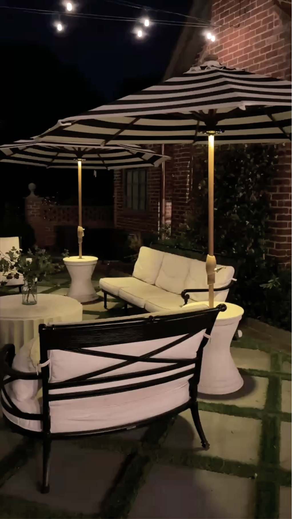 Solar-powered lights for patio umbrellas at night