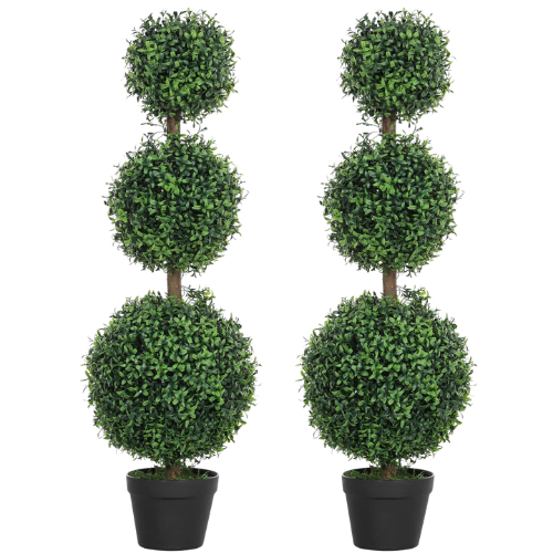 Set Of 2 Decorative Artificial Plants, Topiary Ball-Shaped Boxwood Trees Wayfair