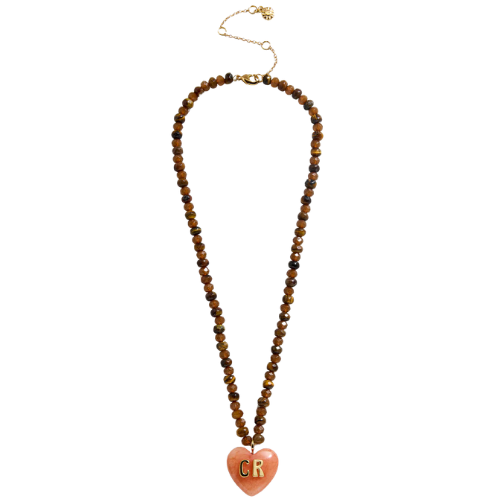 Semi-Precious Heart Custom Initial Necklace BaubleBar