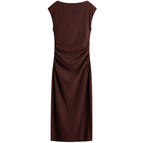 Cap-sleeved Crinkled Dress
