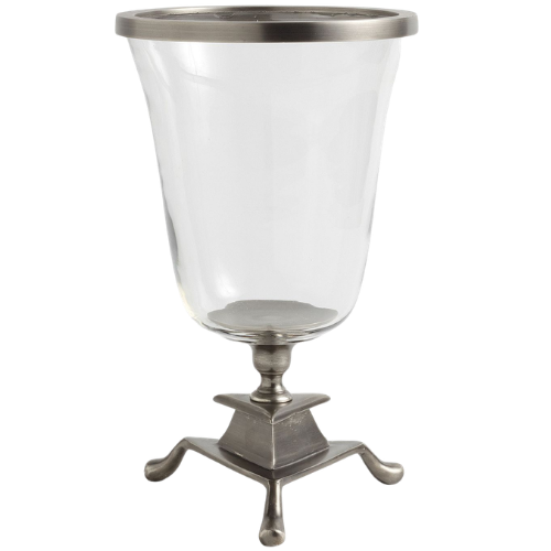 Chris Loves Julia Footed Pewter Hurricane Candle Holder
