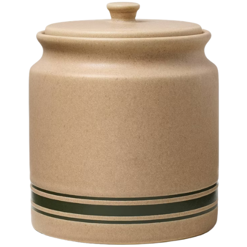 53 fl oz Stoneware Seasonal Canister Green Striped