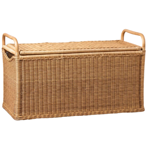Oversized Rectangle Rattan Woven Blanket Chest